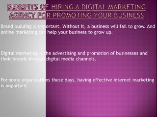 Tremendous Benefits of Hiring a Digital Marketing Agency