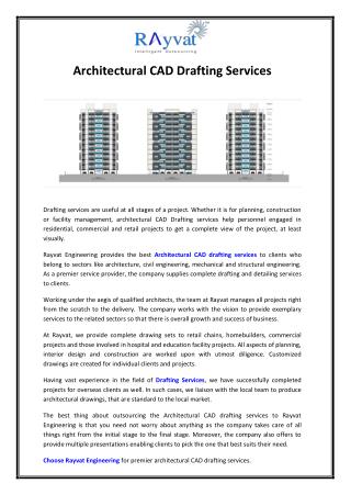 ARCHITECTURAL CAD DRAFTING SERVICES