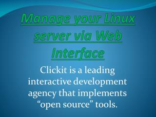 Manage your Linux server via Web Interface - ClickITtech