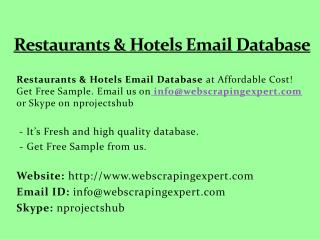 Restaurants & Hotels Email Database