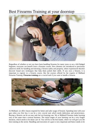 Best Firearms Training at your doorstep