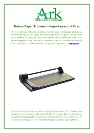 Rotary Paper Trimmer – Importance and Uses