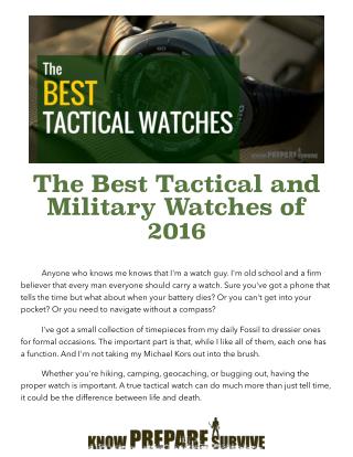 The Best Tactical and Military Watches of 2016
