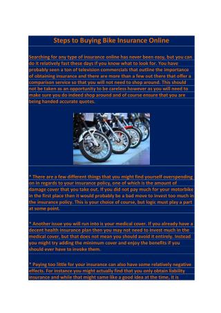 Steps to Buying Bike Insurance Online