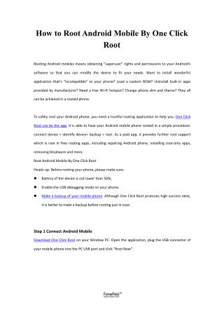 How to Root Android Mobile By One Click Root