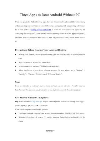 Three Apps to Root Android Without PC