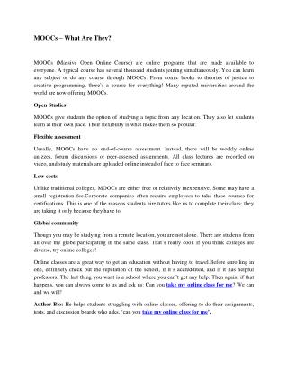 MOOCs – What Are They?