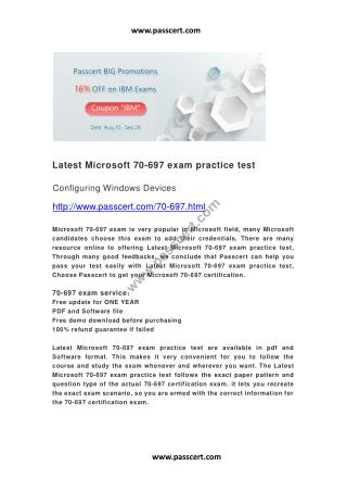 Latest Microsoft 70-697 exam practice test