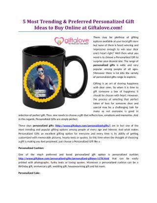 5 Most Trending & Preferred Personalized Gift Ideas to Buy Online at Giftalove.com!
