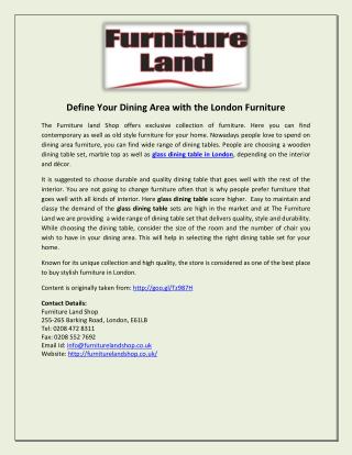 Define Your Dining Area with the London Furniture