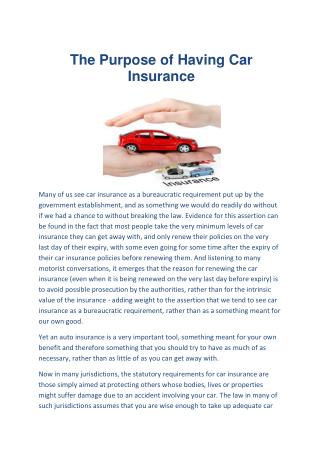 The Purpose of Having Car Insurance