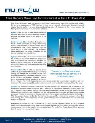 Atlas Repairs Drain Line for Restaurant in Time for Breakfast