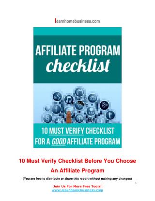 10 Must Verify Checklist Before You Choose An Affiliate Program