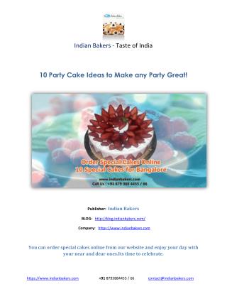 Order Special Cakes Online – 10 Special Cakes for Bangalore