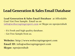Lead Generation & Sales Email Database