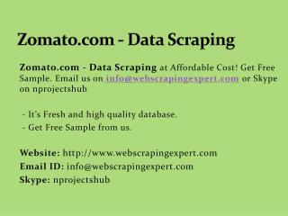 Zomato.com - Data Scraping