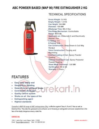 Ceasefire Abc Powder Based (Map-90) Fire Extinguisher Features - 2 Kg