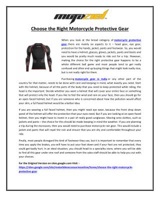 Choose the Right Motorcycle Protective Gear