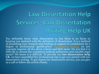 Get Law Dissertation Writing Help Services by UK Experts