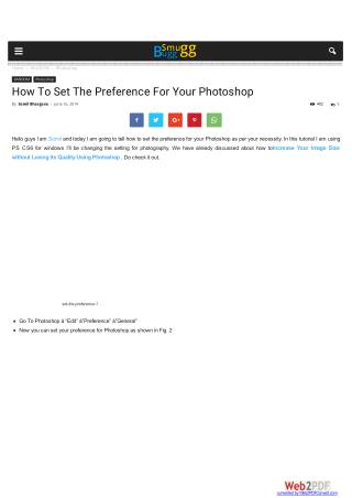 How To Set The Preference For Your Photoshop