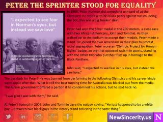 Peter The Sprinter Stood For Equality - NewSincerity.us