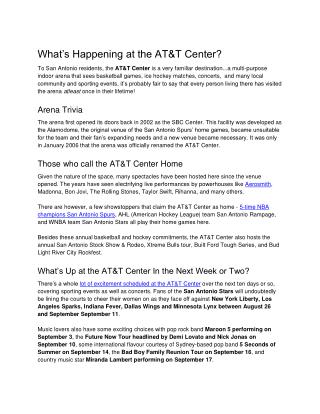 What’s Happening at the AT&T Center?