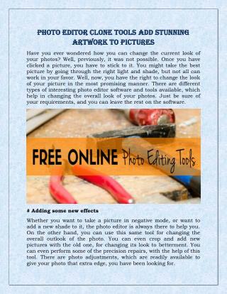 Photo Editor Clone Tools Add Stunning Artwork To Pictures