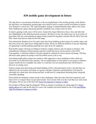 iOS mobile game development in future