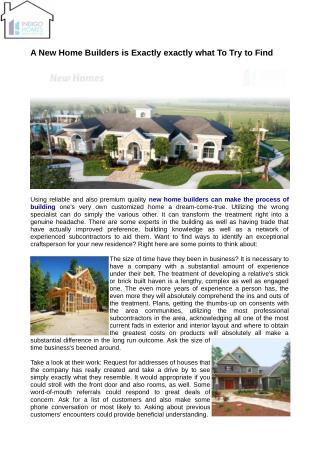 New Home builders of the finest quality could erect a home of your dreams