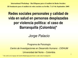 Redes sociales personales y calidad de vida en salud en personas desplazadas por violencia política: el caso de Barranqu
