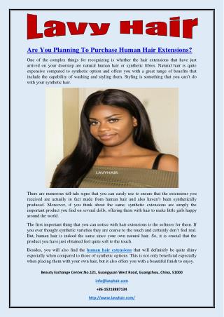 Are You Planning To Purchase Human Hair Extensions?