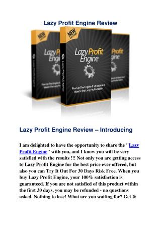 Lazy Profit Engine Review