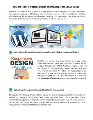 Hire the Right wordpress Design and Developer for Dallas, Texas