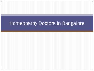 Homeopathy Doctors in Bangalore