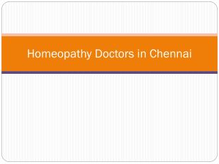Homeopathy Doctors in Chennai