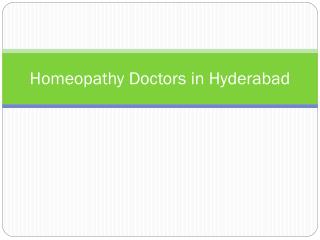 Homeopathy Doctors in Hyderabad
