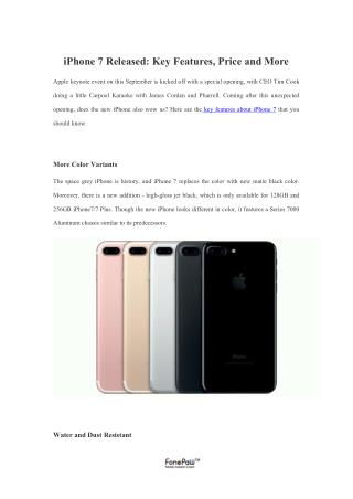 iPhone 7 Released: Key Features, Price and More