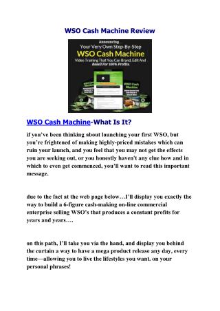 WSO CASH MACHINE REVIEW
