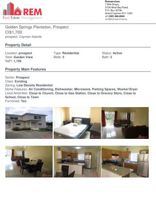 Golden Springs Plantation, Prospect, For Rent - Cayman Islands