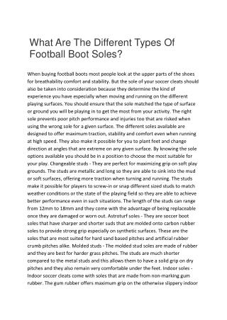 What Are The Different Types Of Football Boot Soles?