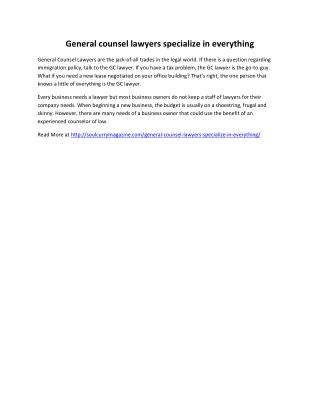 General counsel lawyers specialize in everything