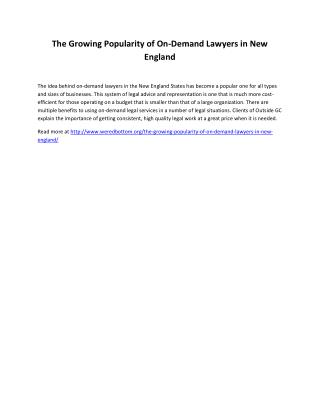 The Growing Popularity of On-Demand Lawyers in New England