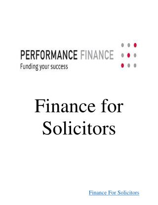 Finance For Solicitors