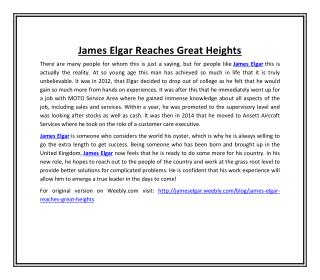 James Elgar Reaches Great Heights