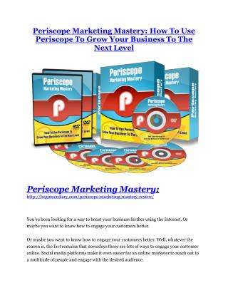 Periscope marketing mastery review and Exclusive $26,400 Bonus