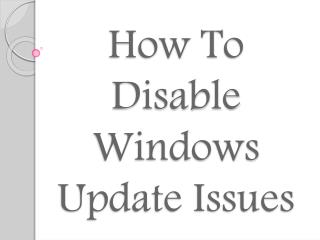how to disable Window update issues