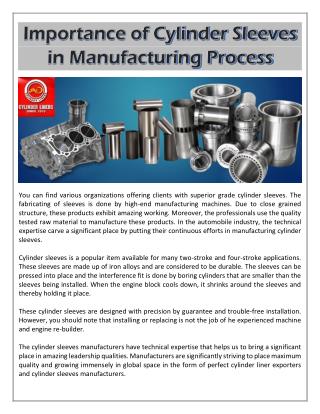 Importance of Cylinder Sleeves in Manufacturing Process