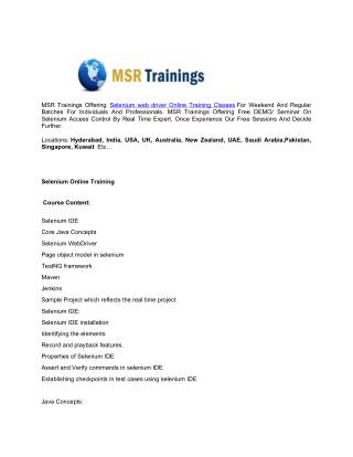 Selenium Online Training - MSR Trainings