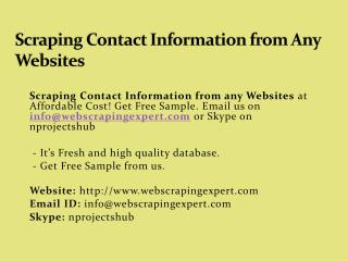 Scraping Contact Information from Any Websites