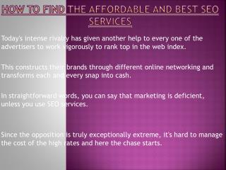 Find The Affordable And Best SEO Services